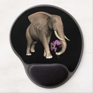 Elephant With Pink Orchid Gel Mouse Pad