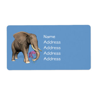 Elephant With Pink Orchid Label