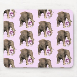 Elephant With Pink Orchid Mouse Pad
