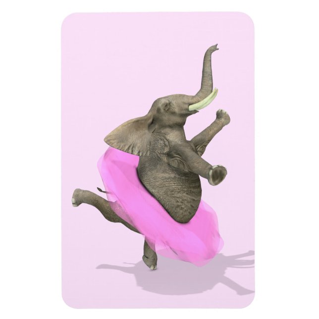 Elephant With Pink Tutu Magnet (Vertical)