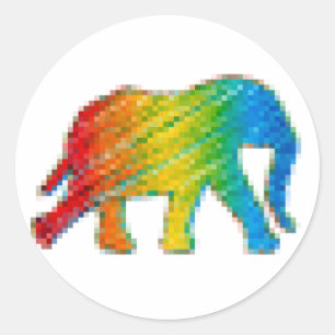 Elephant with Pixels Classic Round Sticker