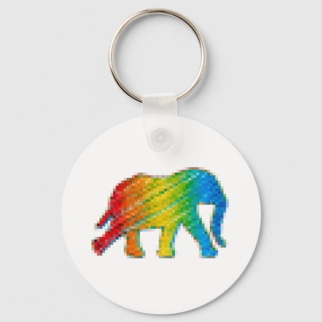 Elephant with Pixels Keychain (Front)