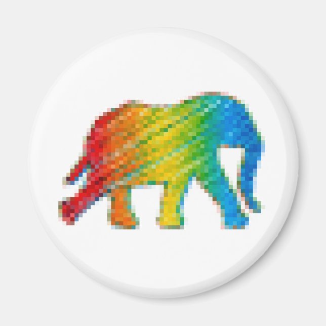 Elephant with Pixels Magnet (Front)