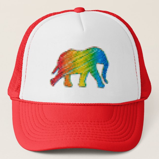 Elephant with Pixels Trucker Hat (Front)