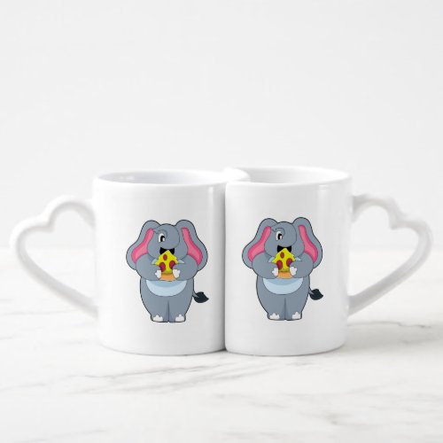 Elephant with Pizza Coffee Mug Set
