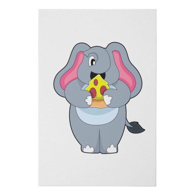 Elephant with Pizza Faux Canvas Print (Front)