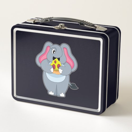 Elephant with Pizza Metal Lunch Box