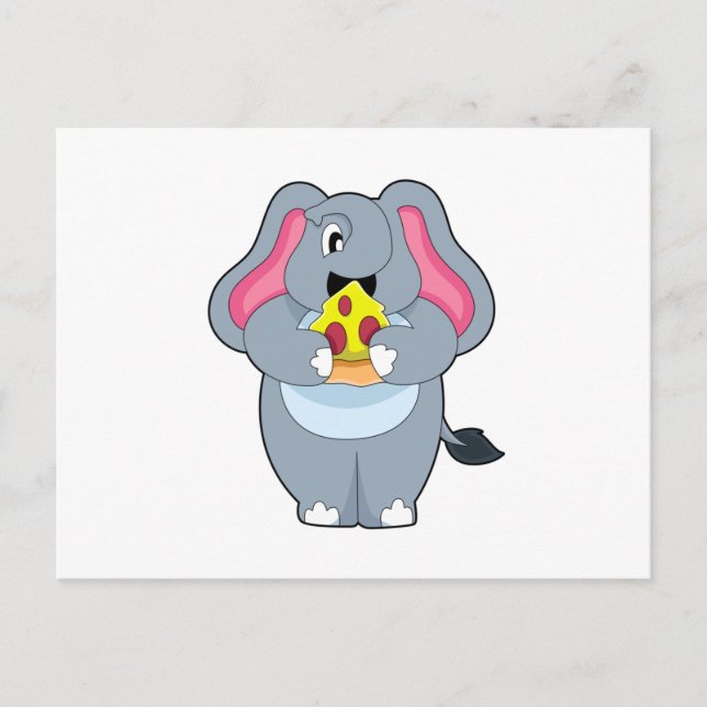 Elephant with Pizza Postcard (Front)