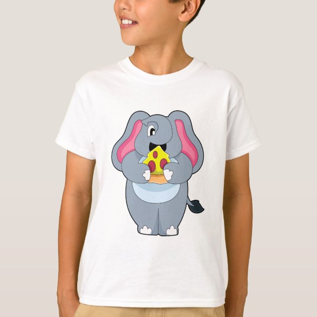 Elephant with Pizza T-Shirt (Front)