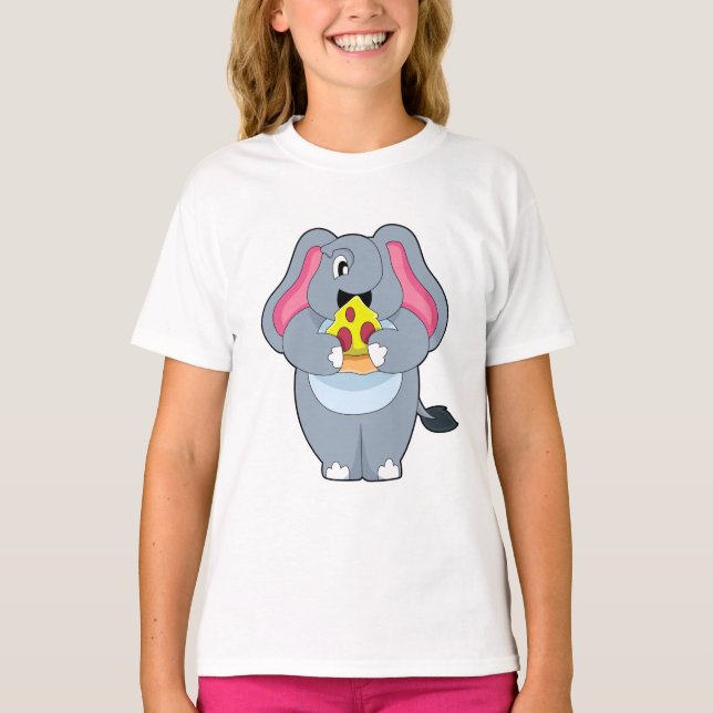 Elephant with Pizza T-Shirt (Front)