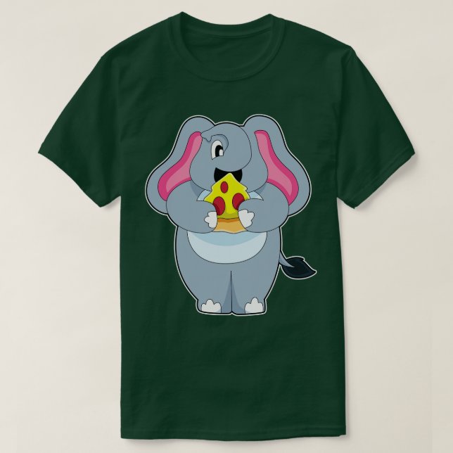 Elephant with Pizza T-Shirt (Design Front)
