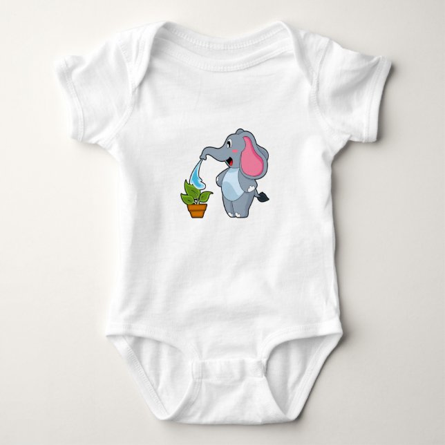Elephant with Plant Baby Bodysuit (Front)