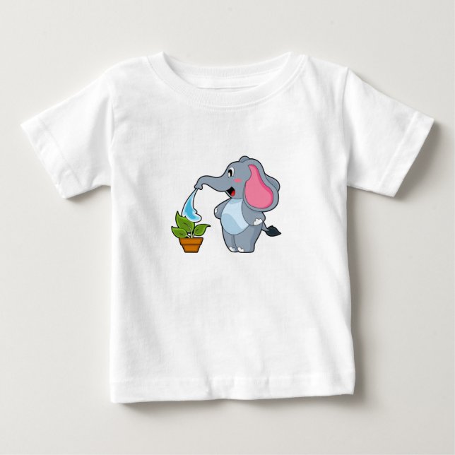 Elephant with Plant Baby T-Shirt (Front)