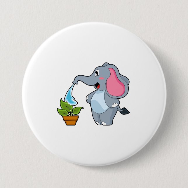 Elephant with Plant Button (Front)