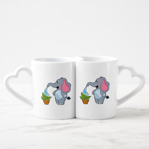 Elephant with Plant Coffee Mug Set