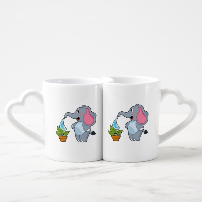 Elephant with Plant Coffee Mug Set (Front Nesting)