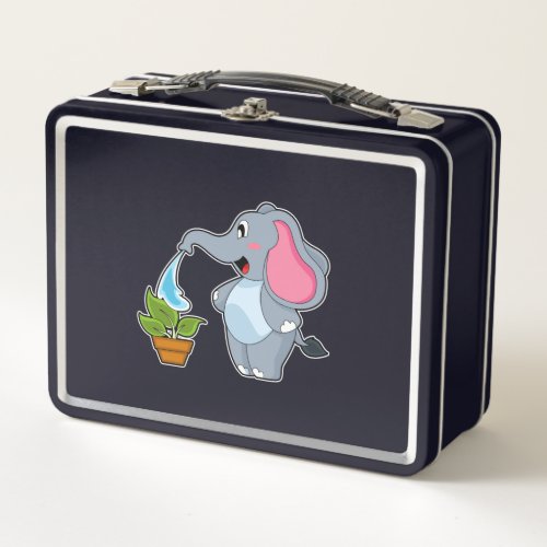 Elephant with Plant Metal Lunch Box