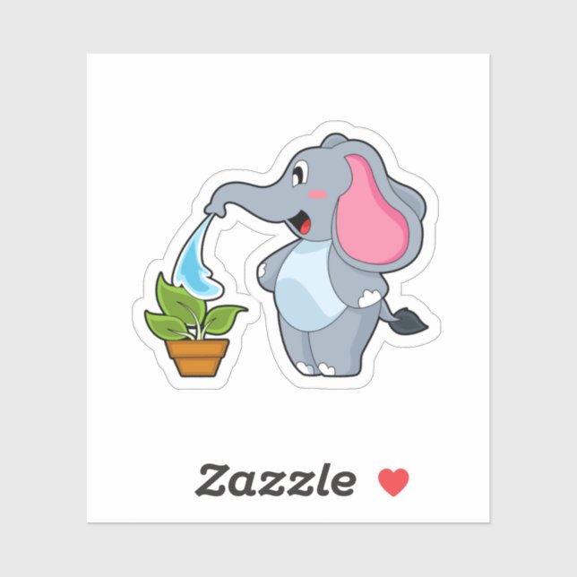 Elephant with Plant Sticker (Sheet)
