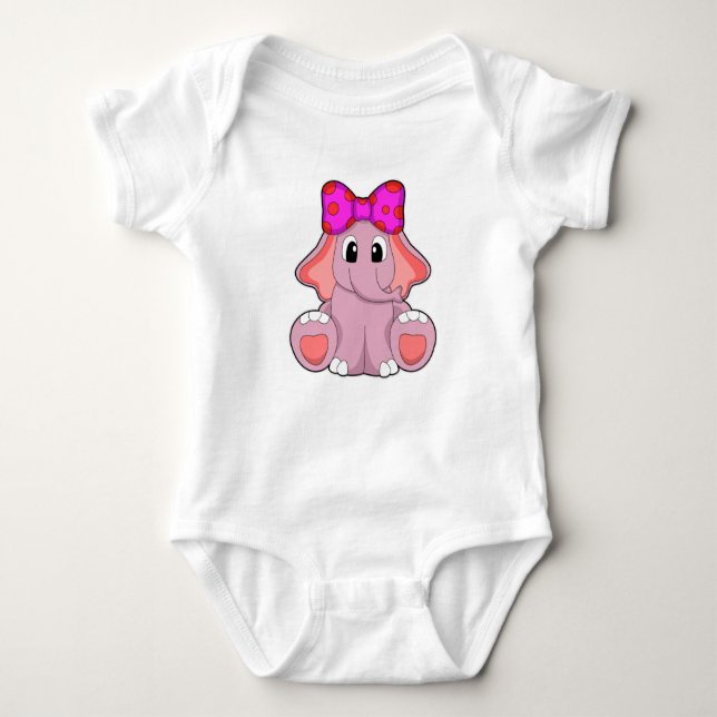 Elephant with Ribbon Baby Bodysuit (Front)