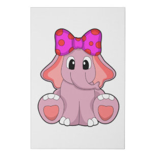 Elephant with Ribbon Faux Canvas Print