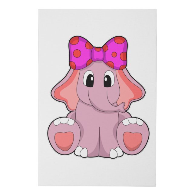 Elephant with Ribbon Faux Canvas Print (Front)