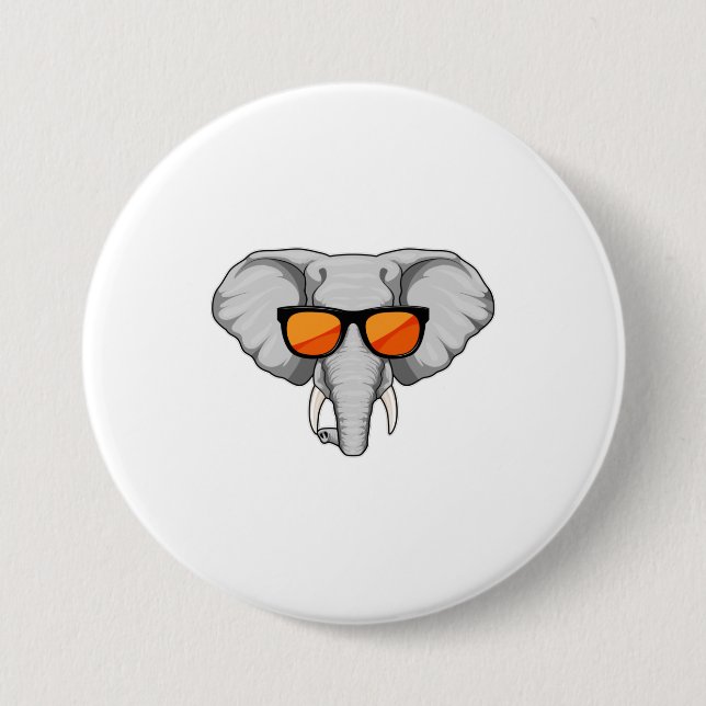 Elephant with Sunglasses Button (Front)