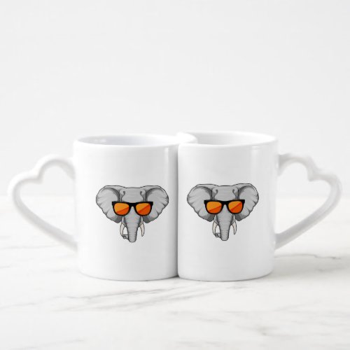 Elephant with Sunglasses Coffee Mug Set