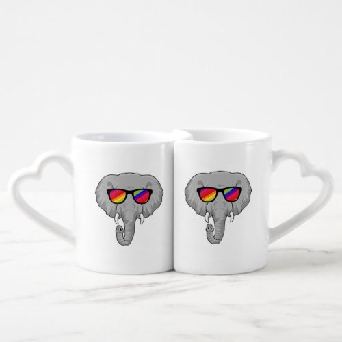 Elephant with Sunglasses Coffee Mug Set