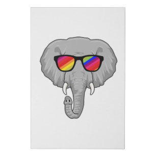 Elephant with Sunglasses Faux Canvas Print