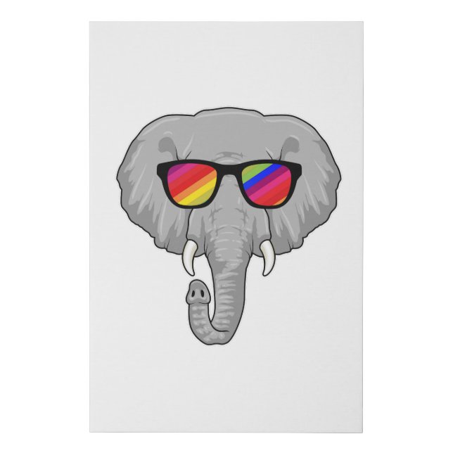 Elephant with Sunglasses Faux Canvas Print (Front)