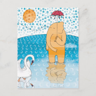 Elephant with umbrella postcard