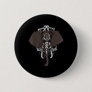 Elephant With War Paint  Button