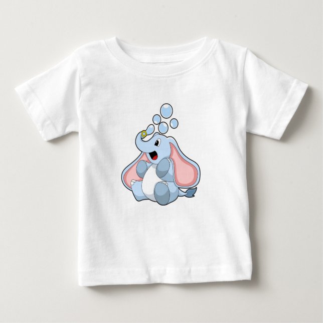 Elephant with Water bubbles Baby T-Shirt (Front)
