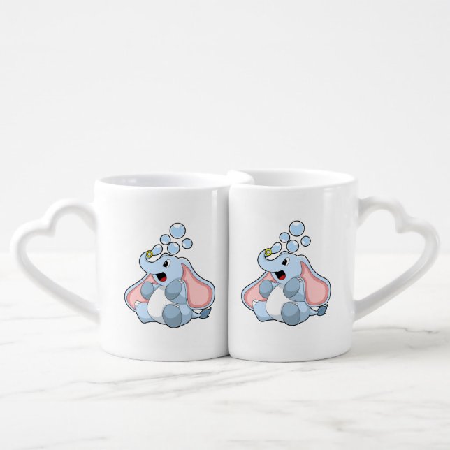 Elephant with Water bubbles Coffee Mug Set (Front Nesting)