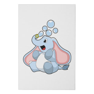 Elephant with Water bubbles Faux Canvas Print