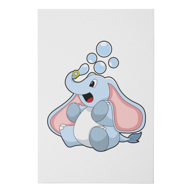 Elephant with Water bubbles Faux Canvas Print (Front)