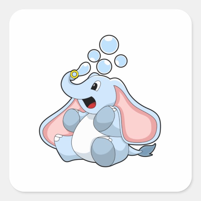 Elephant with Water bubbles Square Sticker (Front)