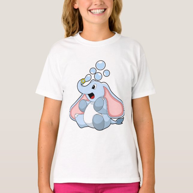 Elephant with Water bubbles T-Shirt (Front)