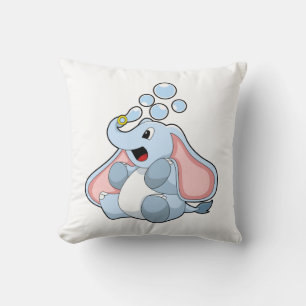 Elephant with Water bubbles Throw Pillow