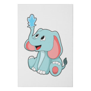Elephant with Water Faux Canvas Print