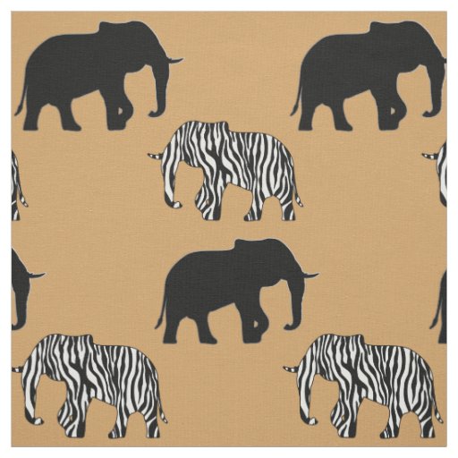 Elephant with Zebra Stripes + your ideas Fabric