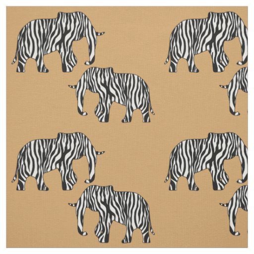 Elephant with Zebra Stripes + your ideas Fabric