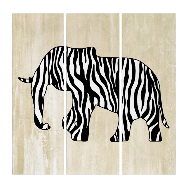 Elephant with Zebra Stripes + your ideas Triptych (Front)