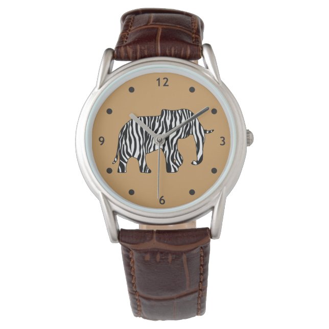 Elephant with Zebra Stripes + your ideas Watch (Front)