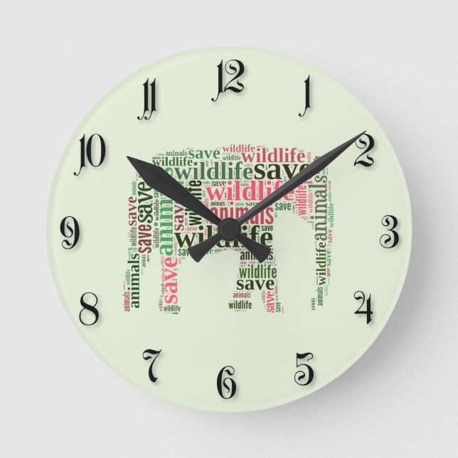 Elephant words cloud round clock (Front)