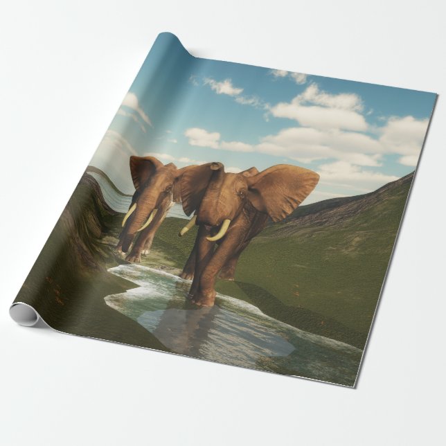 Elephant Wrapping Paper (Unrolled)