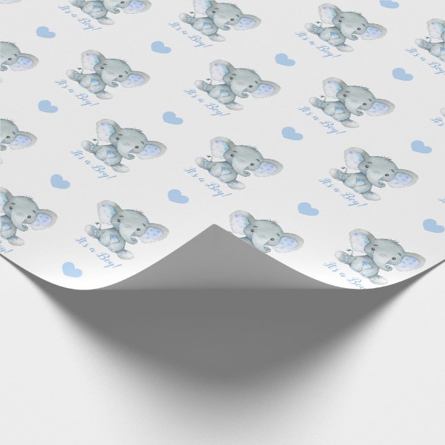 Elephant Wrapping Paper (Blue Personalized) (Corner)