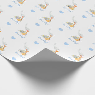 Elephant Wrapping Paper (Blue Personalized) Stork