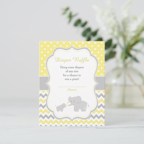 Elephant Yellow and Gray Baby Shower Enclosure Card