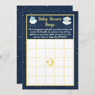 Elephant Yellow and Navy Baby Shower Bingo Invitation